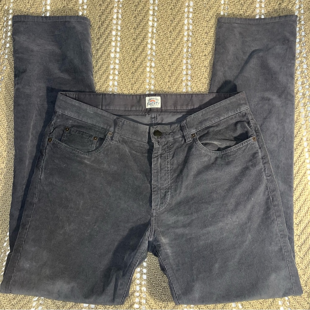 Faherty Brand Corduroy Straight Pants (Dark Grey/Charcoal) Size 34